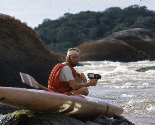 Dave Manby filming at the Orinocco, 1977